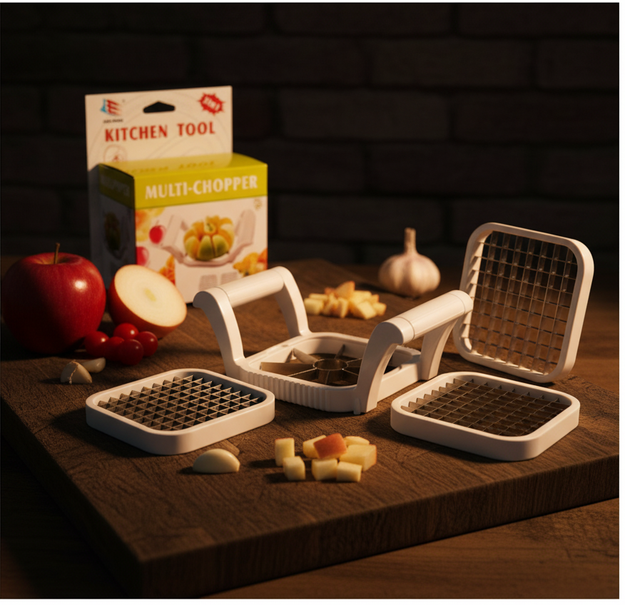 Multi-Chopper 3 in 1 Apple, Fruit & Potato Slicer – Heavy-Duty Stainless Steel Cutter for Quick, Even Slicing | Kitchen Gadget for Fast Food Prep