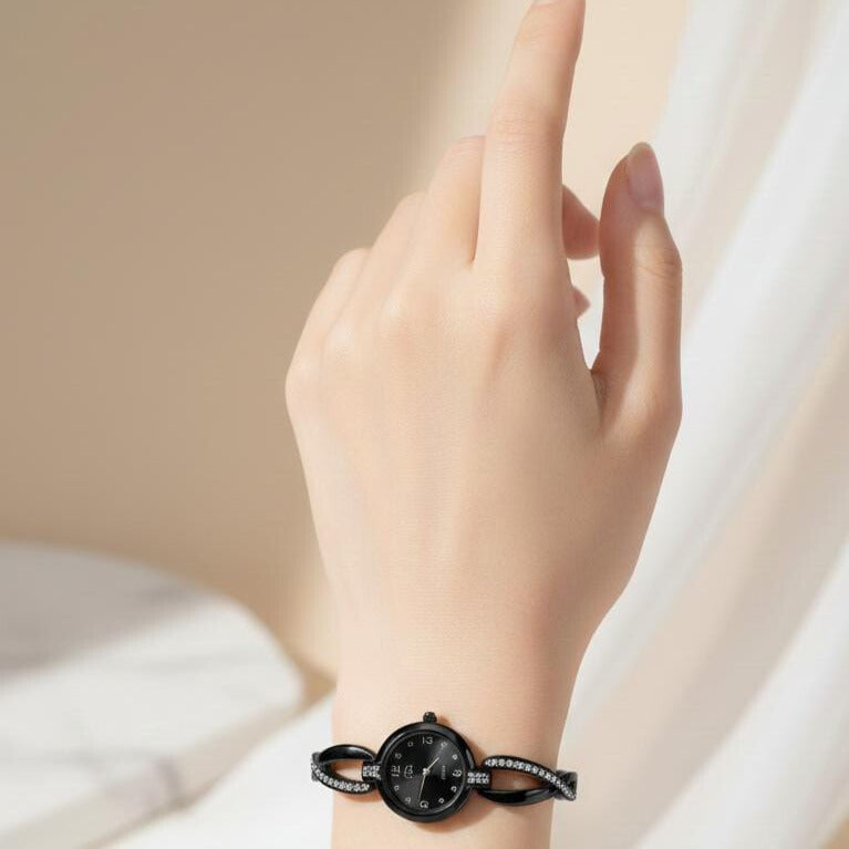 RTJ-181 Elegant Zircon Korean Watch –Black