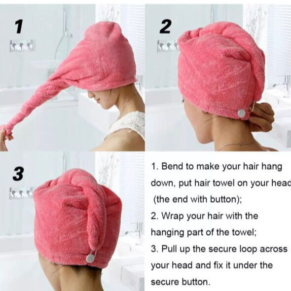 Turby Towel Bath Towels - Dry Hair Cap Super Absorbent Quick-drying Shower towel (Random color) 65 CM length
