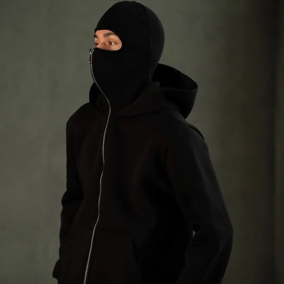 Balaclava Winter Zipper Hoodie Providing Warm Protection With Comfortable Fit Everyday Winter Wear - Large