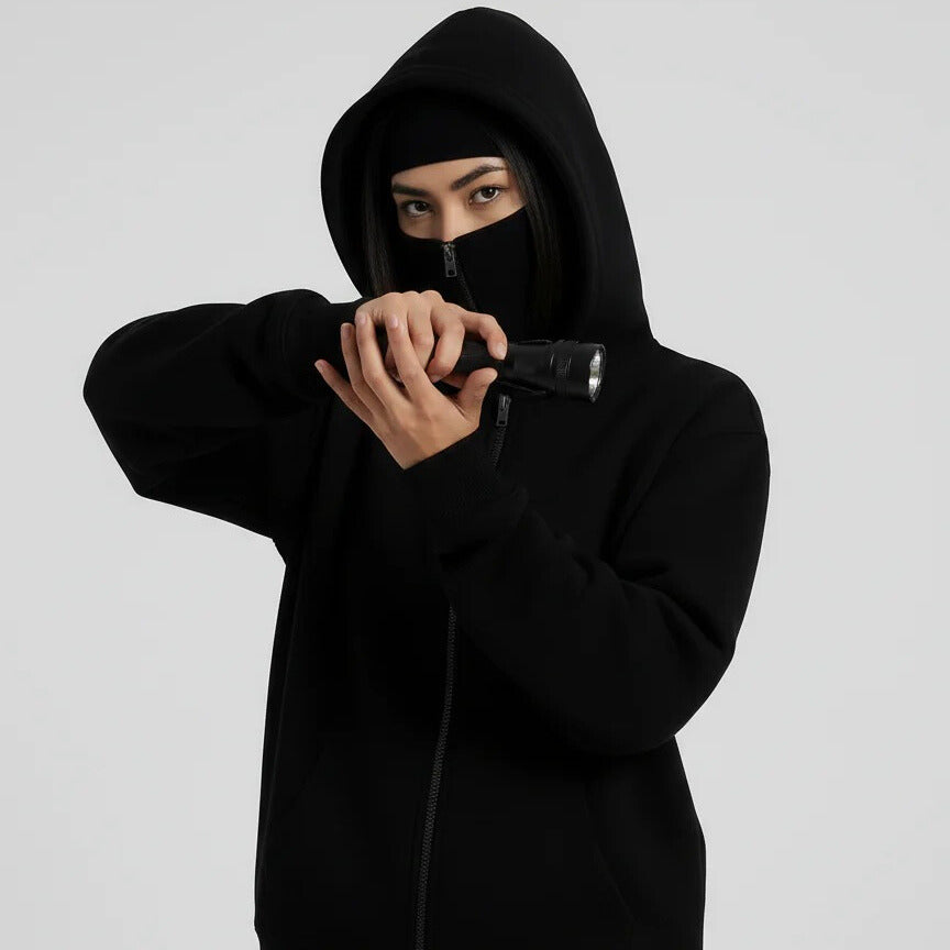 Balaclava Winter Zipper Hoodie Providing Warm Protection With Comfortable Fit Everyday Winter Wear - Large