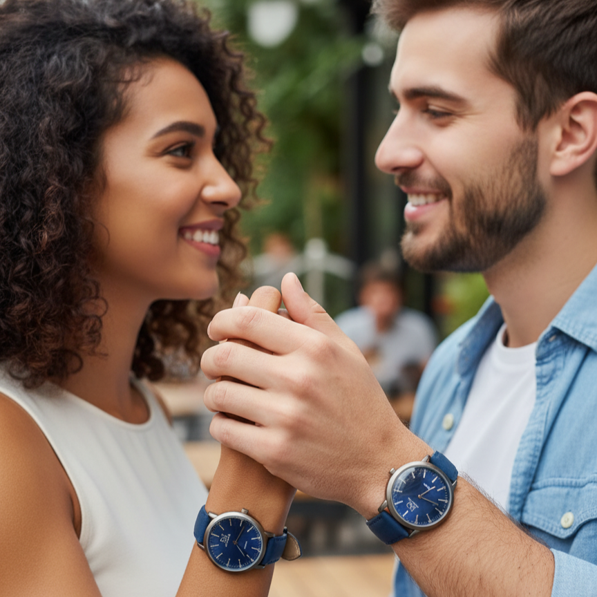 Pack of 2 BG Couple Watches | Matching Men’s & Women’s Stylish Wristwatches | Elegant Analog Timepiece Set for Couples & Gifting