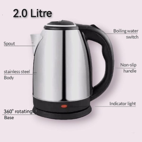Automatic Electric Kettle 2.0L – Stainless Steel Hot Water Boiler With Auto Shut-Off, LED Display & Temperature Control (1000W, 220V)